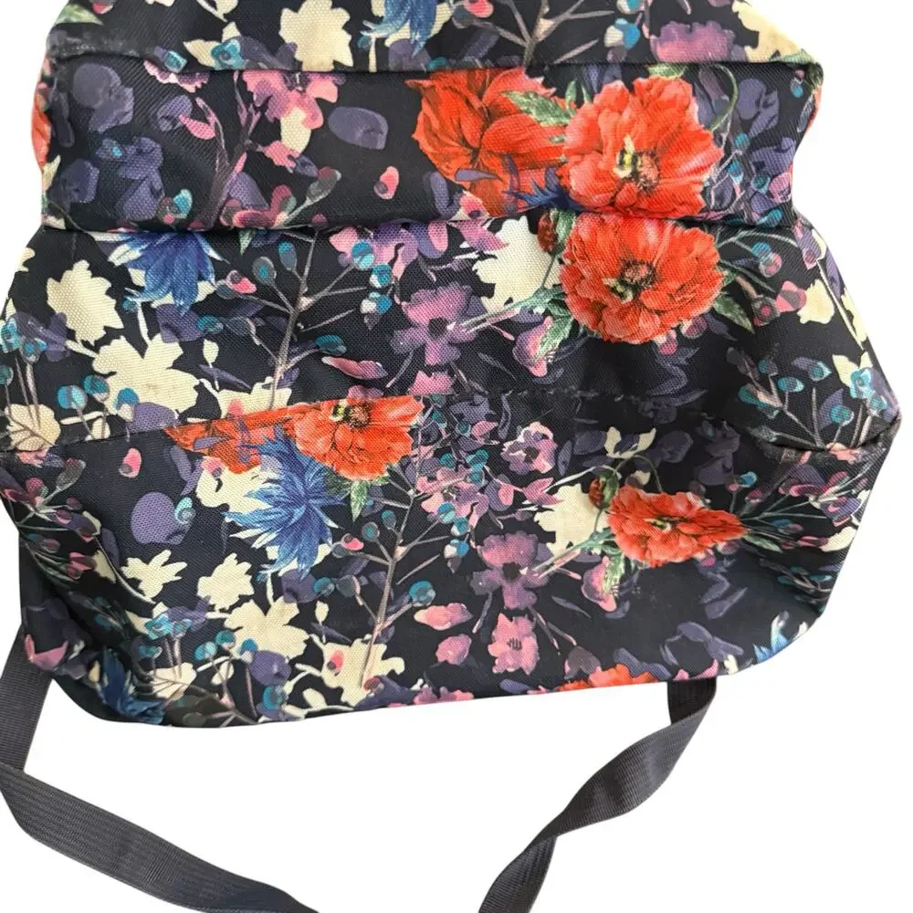 JanSport backpack, kids, girls, floral, coral, purple, navy blue, zippered
